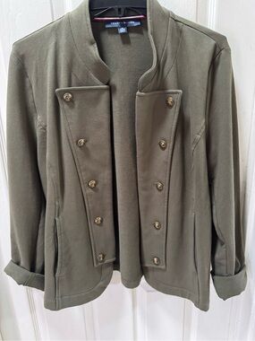 NWOT Tommy Hilfiger Olive Green Military-Style Button Jacket Size Large